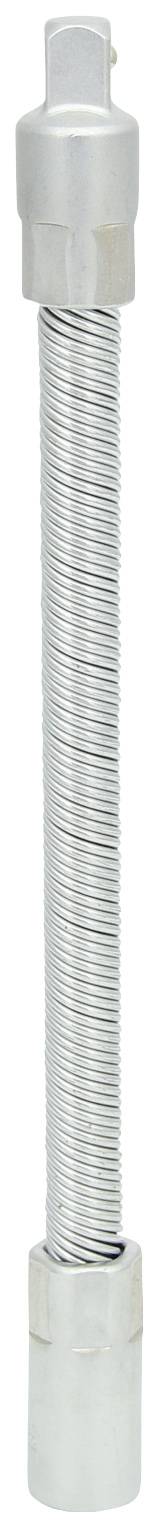 Flexibilní kovová vlnovcová hadice vhodná pro sanitární nebo topné instalace, zakončená nátrubkovými spoji pro připojení.