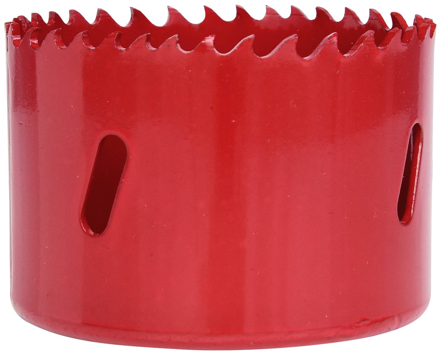 Červený řezací nástavec pilky s ozubeným okrajem.