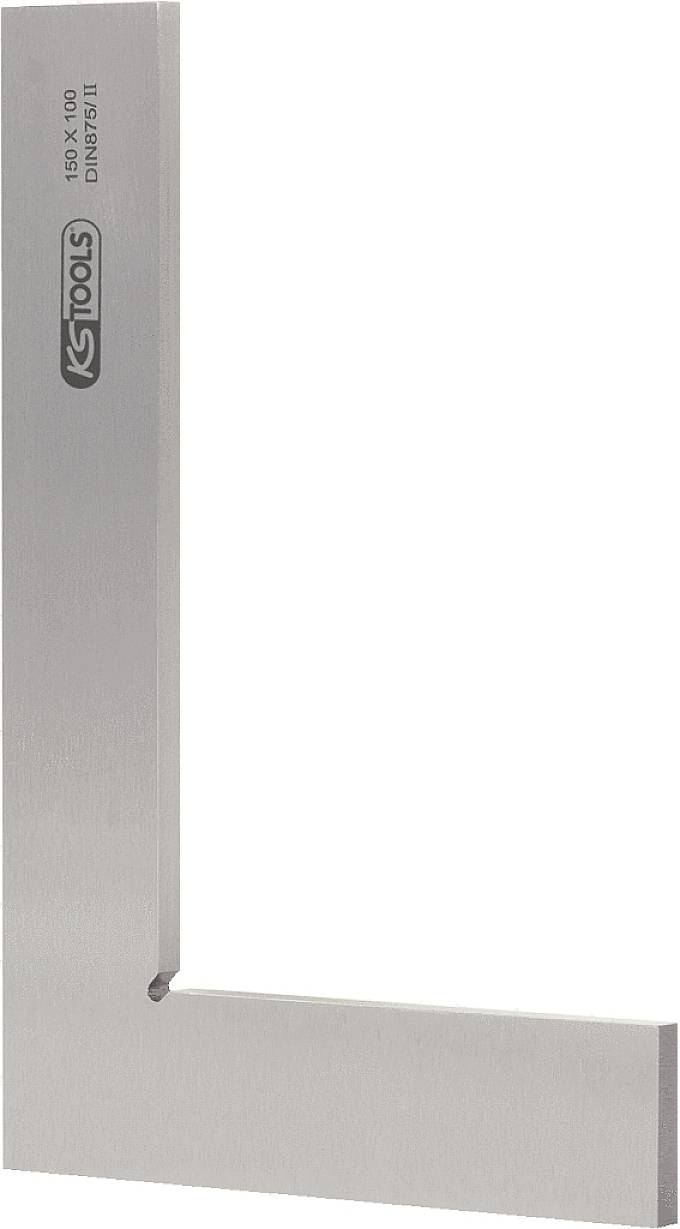Kovový úhelník s pravým úhlem, rozměry 150 x 100 mm, vhodný pro přesná měření a jako vodicí pomůcka při řemeslnických pracích.