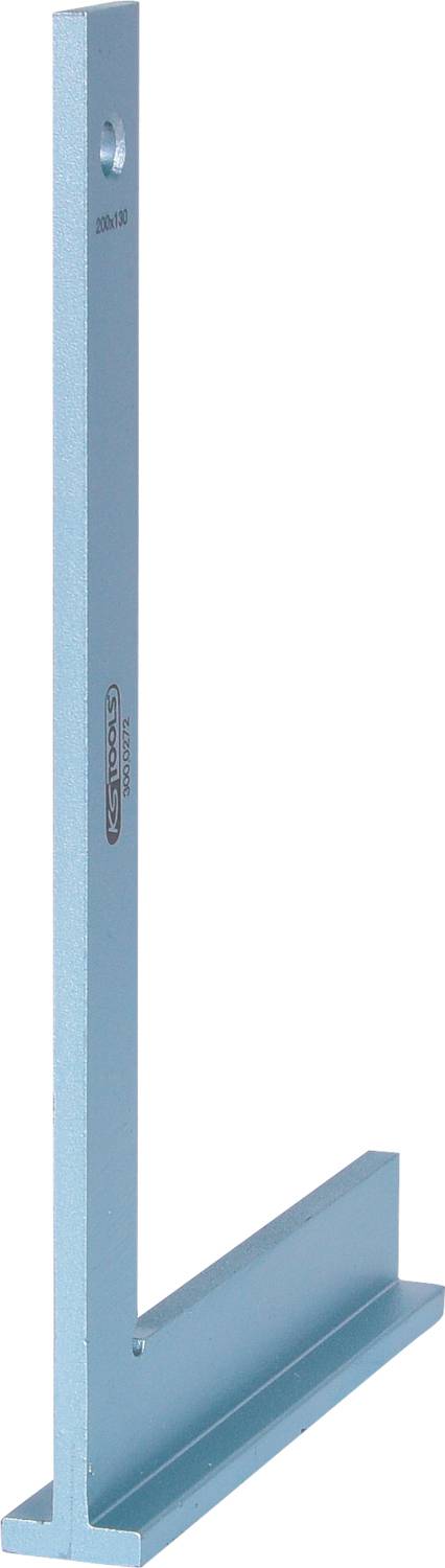 Modrý kovový úhelník s pravoúhlým designem. Vhodný pro měření a zarovnávání objektů.