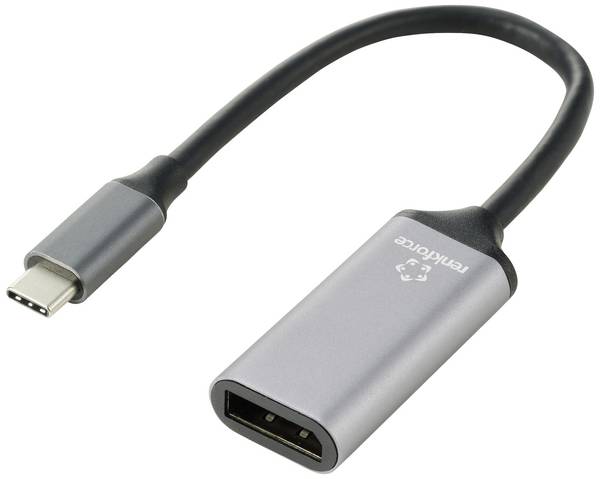 Renkforce USB-C® / DisplayPort kabelový adaptér USB-C ® zástrčka, DisplayPort zásuvka 0.15 m černá RF-5397866 dvoužilový stíněný Kabel pro displeje USB-C®