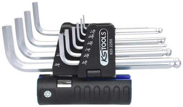 KS Tools 9202250 inbus sada klíčů  5/64 palec, 3/32 palec, 1/8 palec, 5/32 palec, 3/16 palec, 1/4 palec, 5/16 palec, 3/8 palec, 1/2 palec, 9/16 palec  10dílná
