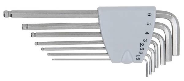 KS Tools 9640415 inbus sada klíčů 1.5 mm, 2 mm, 2.5 mm, 3 mm, 4 mm, 5 mm, 6 mm  5 mm, 1.5 mm, 2 mm, 2.5 mm, 4 mm, 3 mm, 6 mm 7dílná