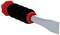 Červeno-černý praktický nástroj se stříbrnou širokou čepelí, pravděpodobně špachtle nebo podobný nástroj.
