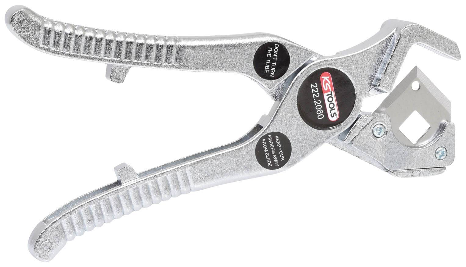 Stříbrné kleště s úchopovým mechanismem a protiskluzovými rukojeťmi. Logo značky a číslo modelu viditelné na kleštích.