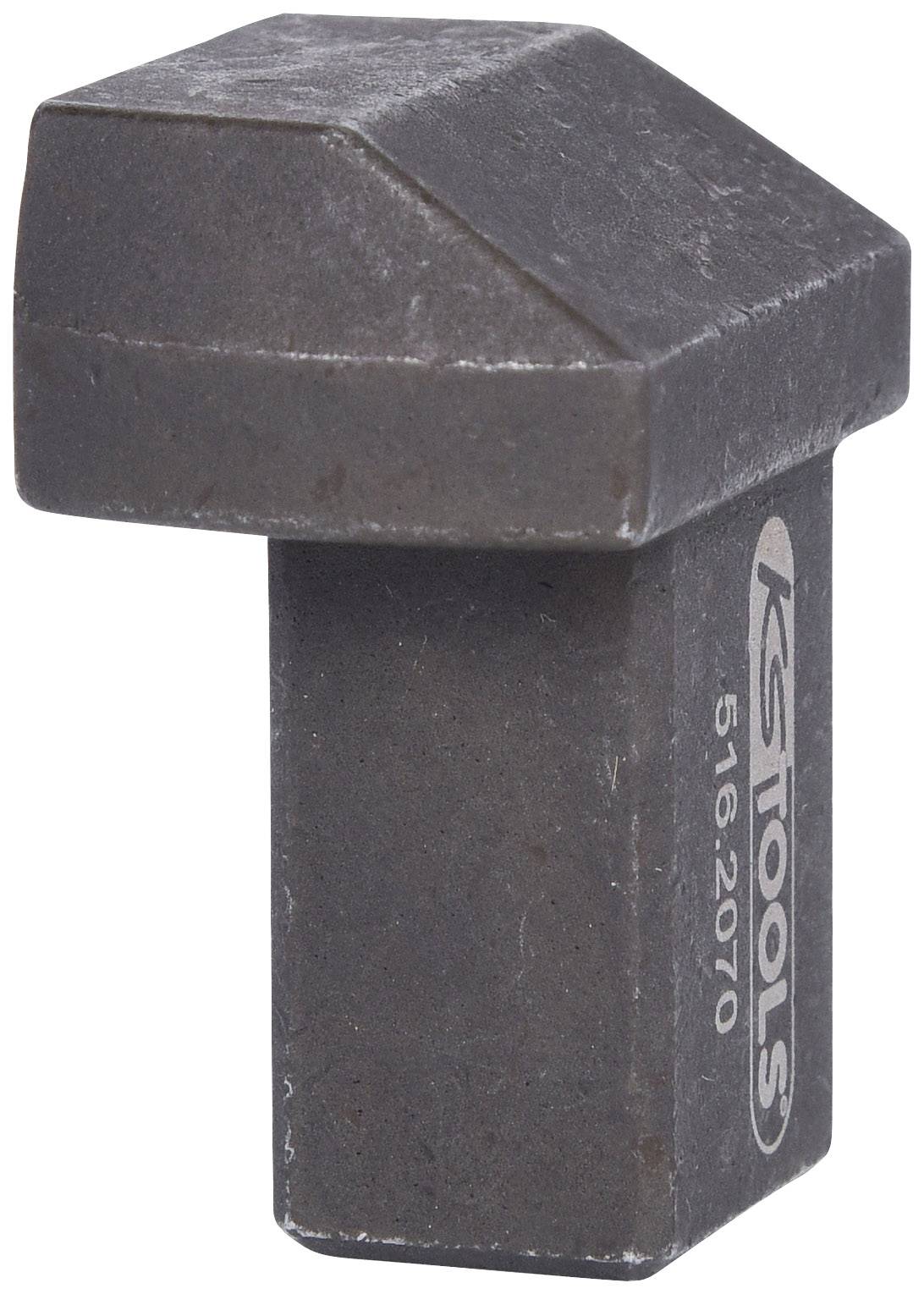 Obdélníkový kovový adaptér se zkoseným horním povrchem a vygravírovaným logem 'KS TOOLS 516.2070'. Používá se pro mechanické aplikace.