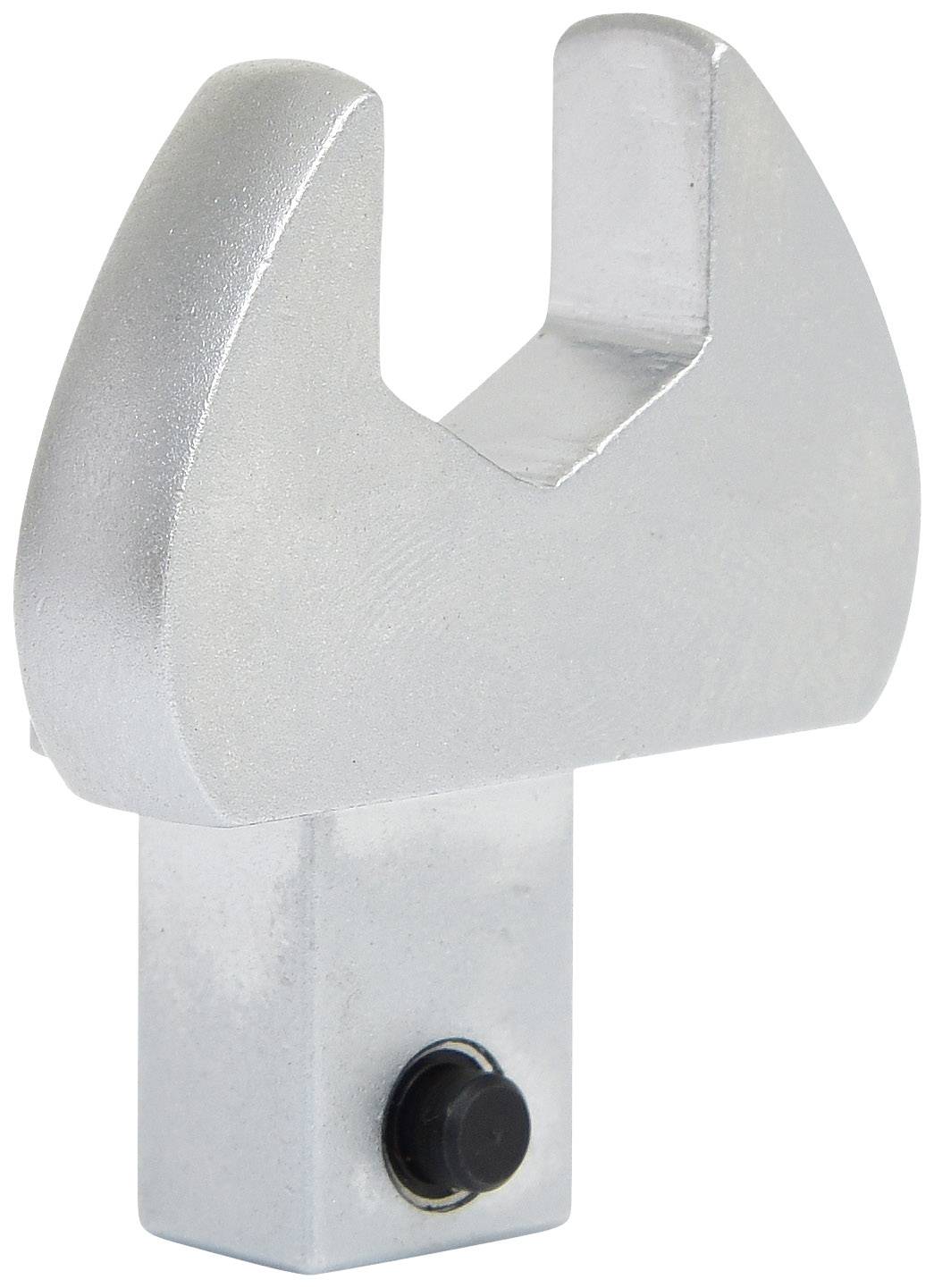 Kovový hákovitý předmět, který pravděpodobně slouží jako upevňovací nebo spojovací prvek, s obdélníkovou základnou a zaoblenýcm horním úsekem.