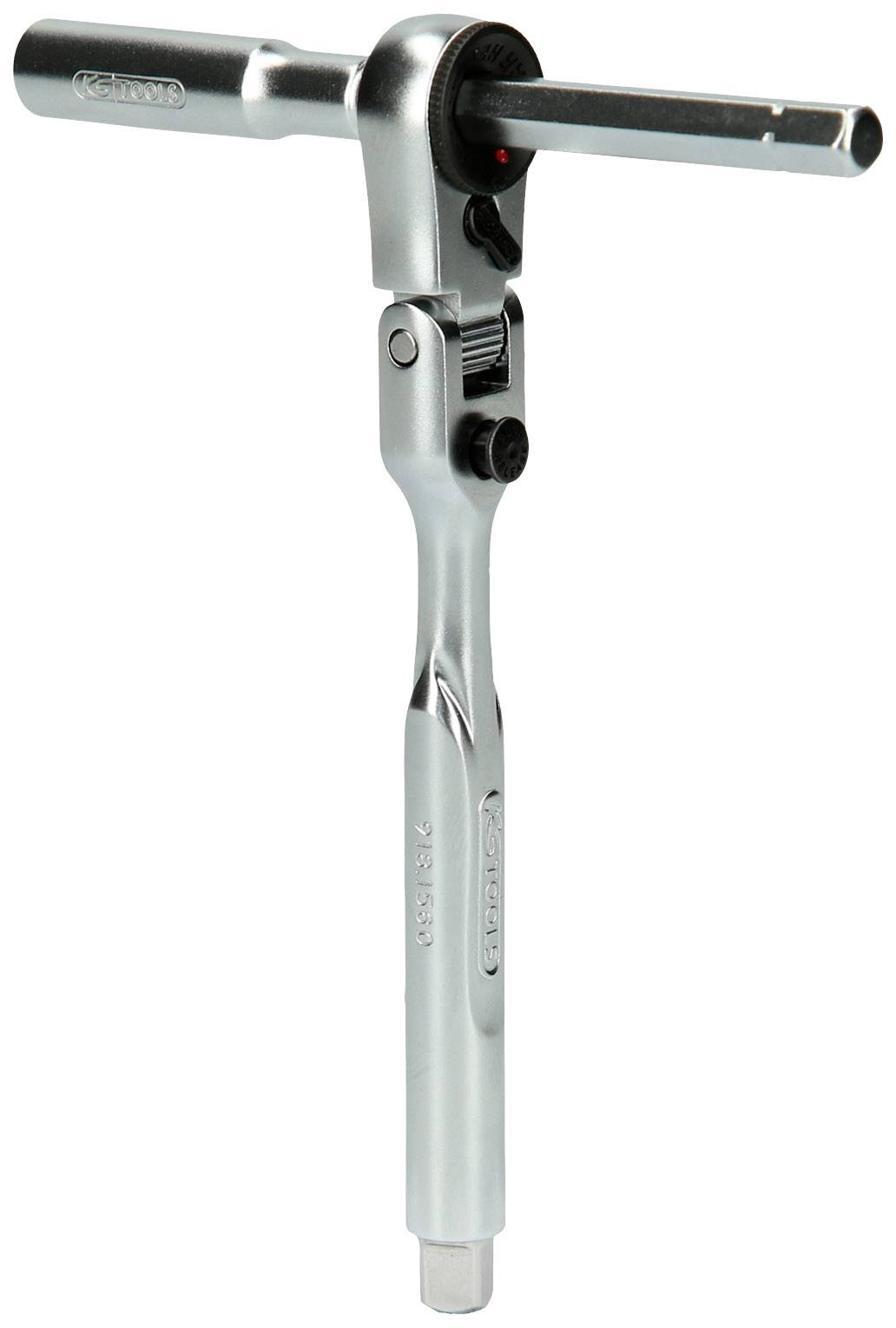 Stříbrný ráčnový klíč s prodlouženou rukojetí a pákovým mechanismem pro přesné nastavení šroubů nebo svorníků v prostředí dílen.