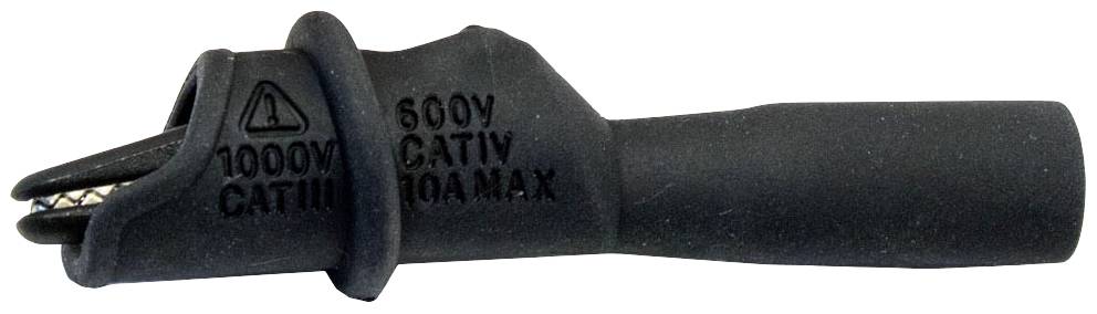 Měřicí příslušenství s černým izolátorem, označené pro 1000V CAT III a 600V CAT IV. Vhodné pro maximální proud 10A.