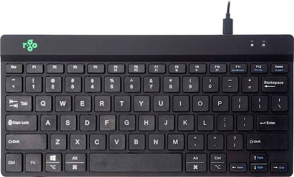 R-GO Tools Compact Break kabelový klávesnice US anglická, QWERTY černá ergonomická