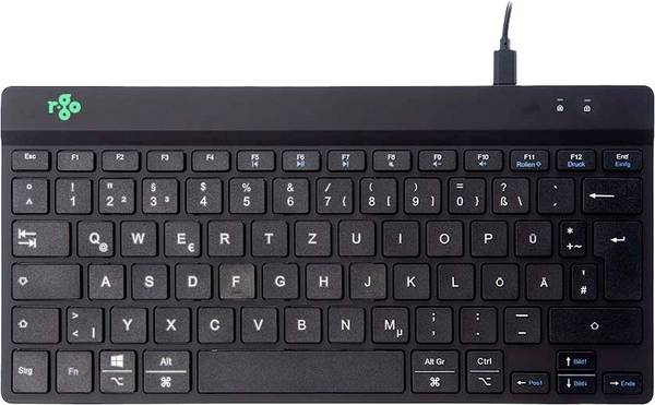 R-GO Tools Compact Break kabelový klávesnice německá, QWERTZ černá ergonomická