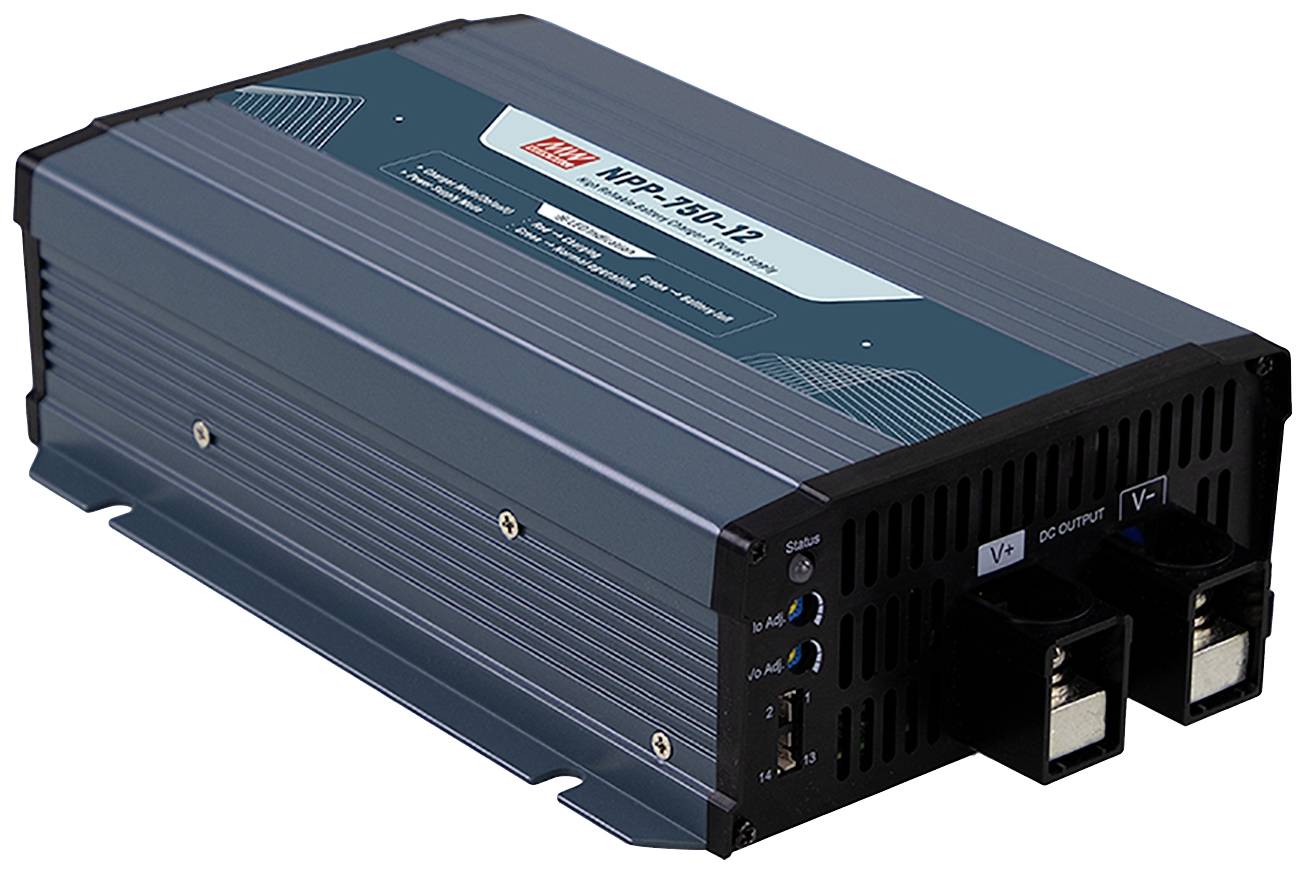 Kovový kryt měniče s větracími štěrbinami a přípoji na přední straně; model 'NPP-36-12'.