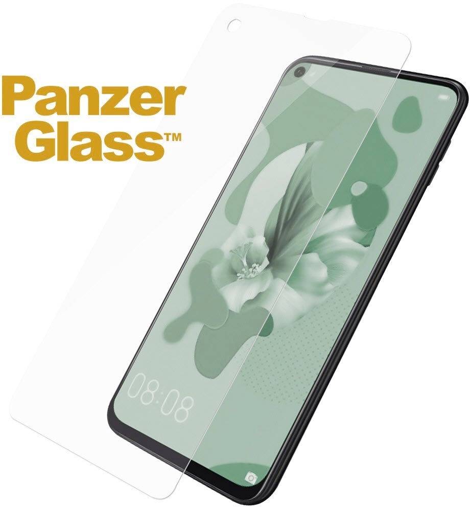 Ochranné sklo Panzer Glass ukazuje robustní, průhlednou ochranu na smartphonu s květinovým pozadím.