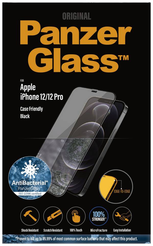 PanzerGlass Edge2Edge ochranné sklo na displej smartphonu Apple iPhone 12, iPhone 12 Pro 1 ks Chránící proti otiskům prstů, antibakteriální 2711