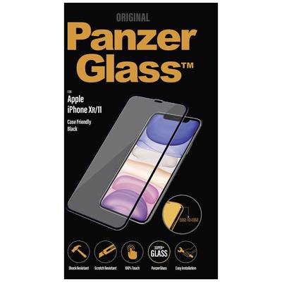 Balení ochranného skla PanzerGlass pro Apple iPhone XR/11. Vlastnosti: odolné proti poškrábání, snadná instalace, 100% citlivost doteku.