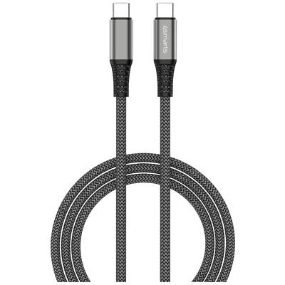 Dva USB-C kabely s opletaným designem a kovovými konektory; vhodné pro přenos dat a nabíjení; s logem '4smarts'.