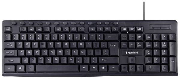 Gembird  USB klávesnice německá, QWERTZ černá tlačítka multimédií, Tiché klávesy