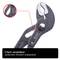 Snímek obrazovky ukazuje 7-stupňovou nastavitelnou kleště. Text: „7-stupňová nastavitelnost: Kdykoli flexibilně přizpůsobitelné". Detailní záběr zubů kleští.