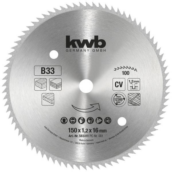 kwb  583311 pilový kotouč   150 x 16 mm  1 ks