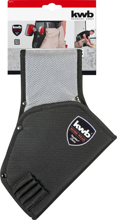 'kwb pracovní taška z odolného materiálu, vhodná pro řemeslníky. Obrázek ukazuje tašku s možnostmi upevnění nástrojů.'