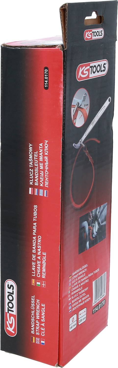 Černá a červená objednávka s logem KS Tools a fotografií nástroje. Obsahuje podrobnosti o použití produktu a kompatibilitě.