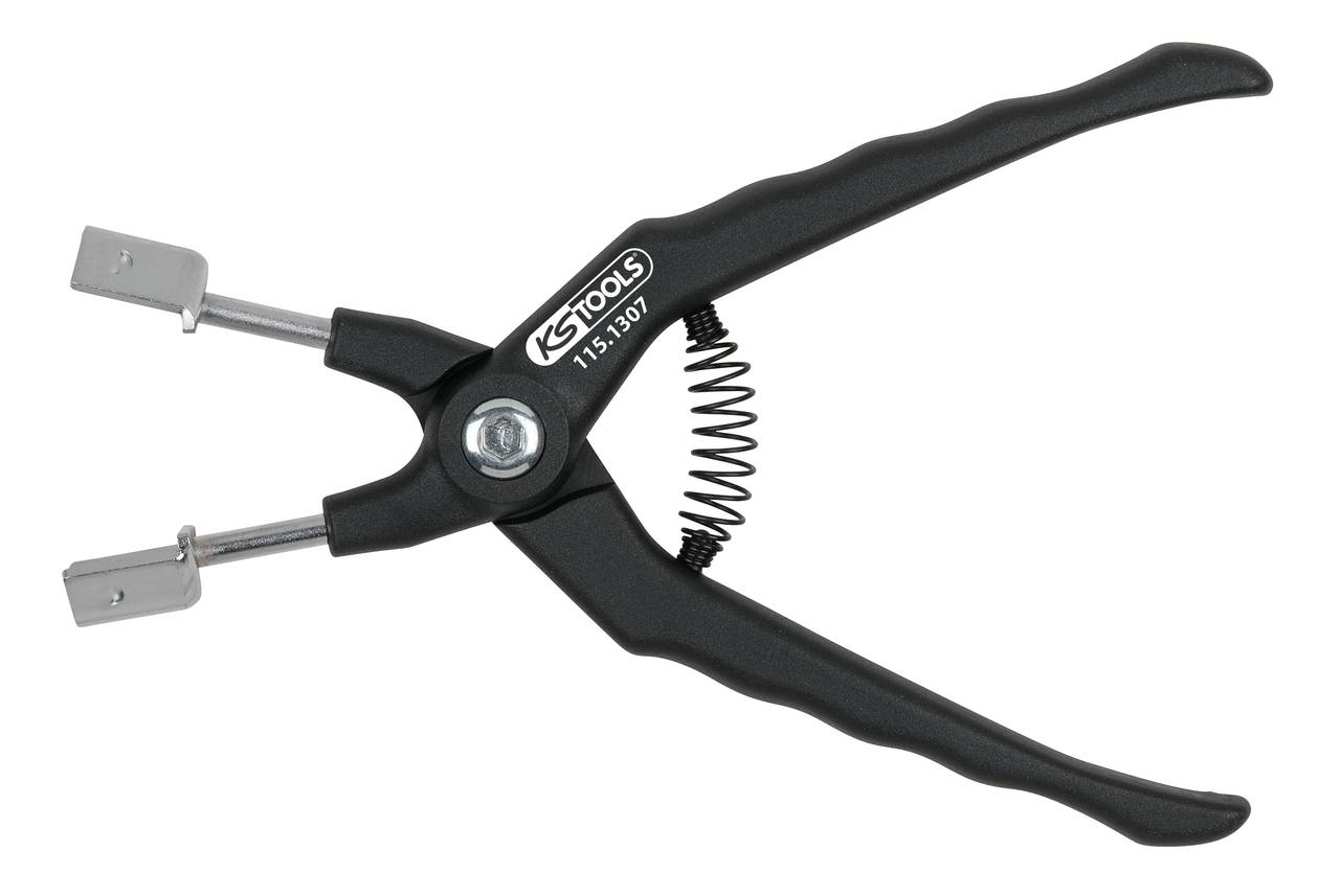 Na obrázku je černé kleště značky 'KS Tools' s pružným kloubem, vhodné pro svorky nebo podobné práce.