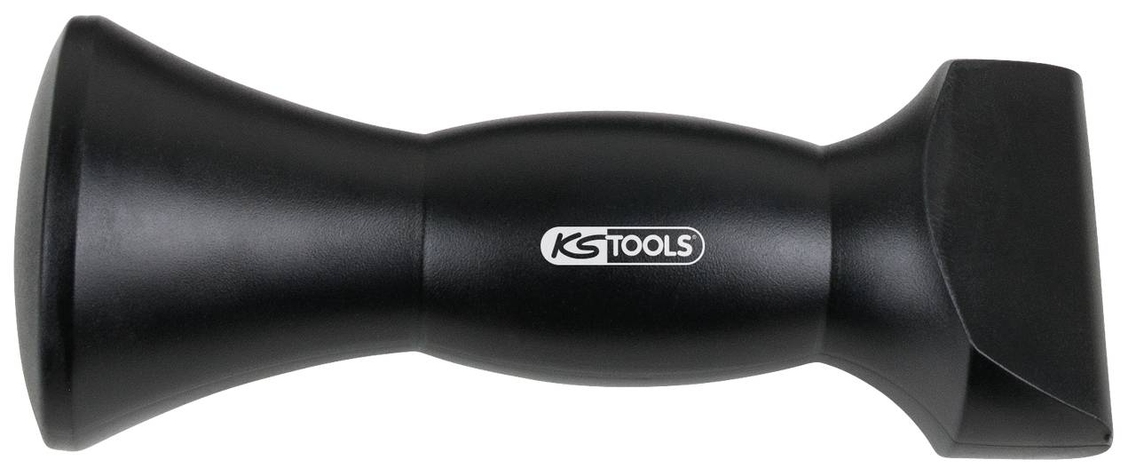 Černé plastové kladivo značky 'KS Tools' na boku, vhodné pro mechanické práce a citlivé povrchy.