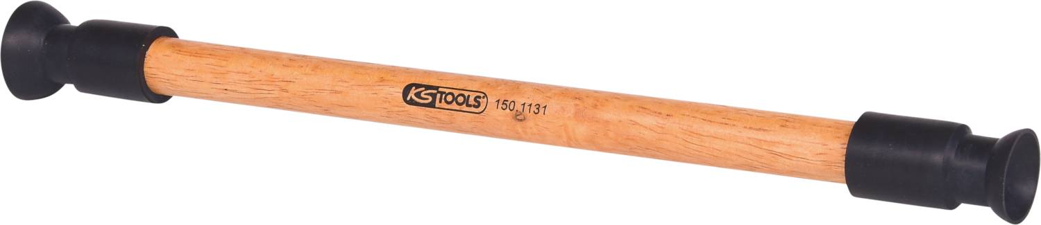 Dřevěná rukojeť koště s černými plastovými konci od značky KS Tools, modelové číslo 151.1317.