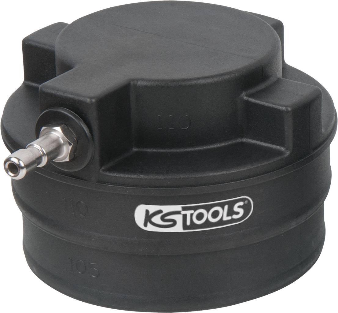 Černý klíč na olejový filtr s kovovým prvkem a logem 'KS TOOLS' na straně.