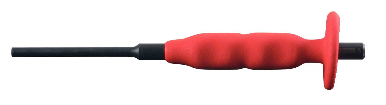 Červený šroubovák s ergonomickou rukojetí, vhodný pro použití v elektrických aplikacích.