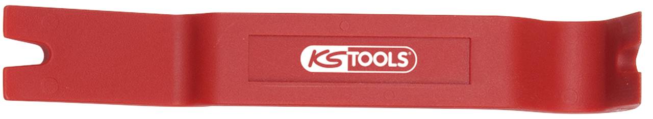 Červený plastový klín s logem 'KS Tools', používaný k uvolňování obložení při opravách vozidel.