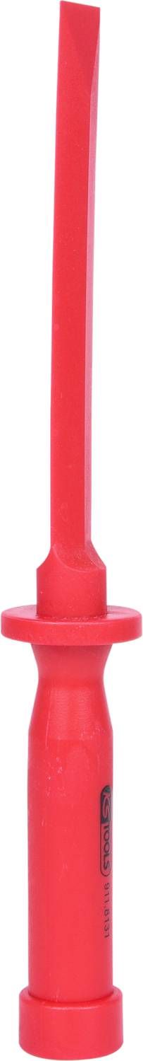 Červená plastová rukojeť, typická pro nástavec nástroje nebo zařízení. Žádné další viditelné funkce nebo charakteristiky.