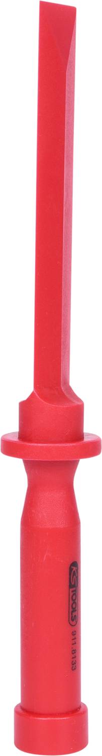 Červená plastová tyč s rukojetí, pravděpodobně nástroj jako je vytahovák pojistek.