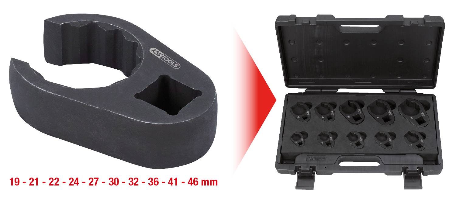 Sada esejů v různých velikostech od 19 do 46 mm s otevřeným designem, prezentovaná v transportním kufříku.