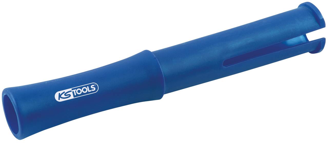 Modrý plastový nástrčný klíč s nápisem 'KS TOOLS', válcovitého tvaru, vhodný pro speciální oblasti použití.