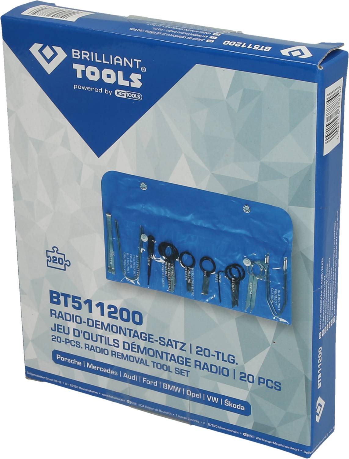 'Brilliant Tools BT511200' Sada pro měření rádiových vzdáleností, 20dílná, pro značky jako Porsche, Mercedes, Audi, Ford, BMW, Opel, VW, Škoda.