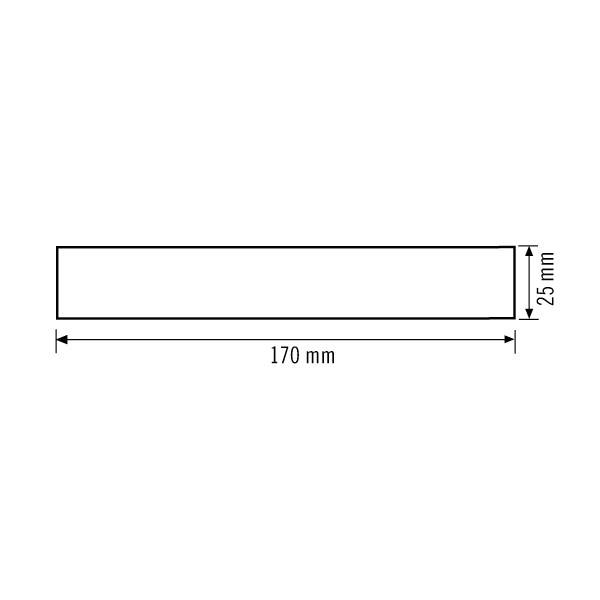 Náčrt obdélníku o rozměrech 170 mm délky a 25 mm výšky, se šipkami zvýrazňujícími rozměry.