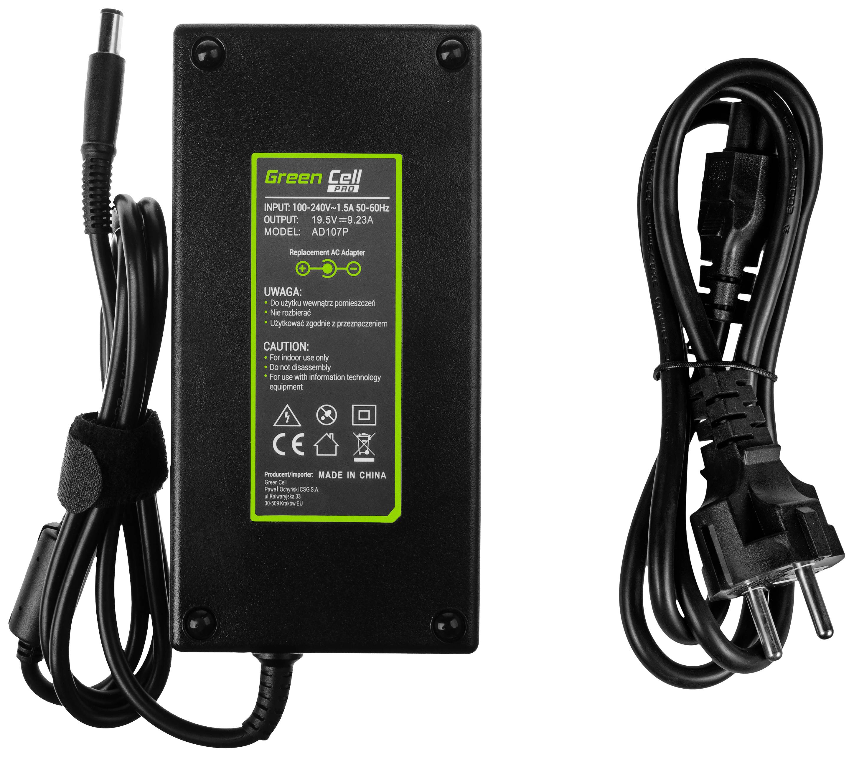 Napájecí adaptér Green Cell pro notebook s napájecím kabelem a odpojitelným síťovým kabelem. Vstup: 100-240V, Výstup: 19V 3.42A, Model: AD19P3.
