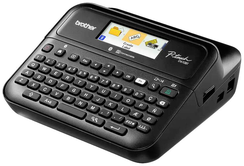 Elektronické štítkovací zařízení s displejem a klávesnicí, model 'Brother P-touch D210VP', určené pro tvorbu štítků.