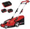 Einhell Professional RASARRO 36/40 (2x4.0Ah) akumulátor Akumulátorová sekačka Vč. nabíječky Twincharger, + 2. akumulátor 18 V šířka sekání 40 cm Určen pro 500 m2