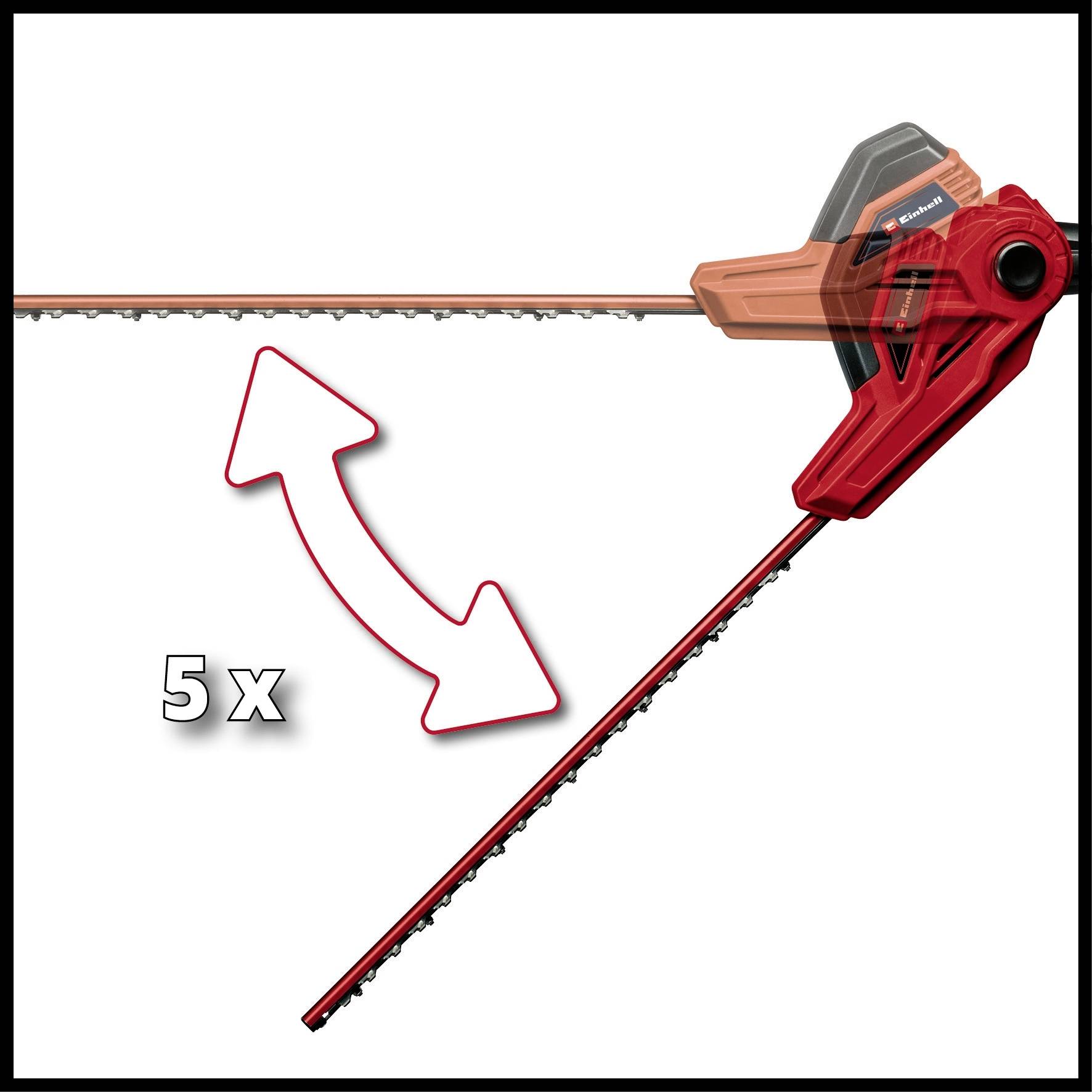 Plotové nůžky s funkcí nastavitelné řezné hlavy v 5 polohách, které umožňují flexibilní úhly střihu.