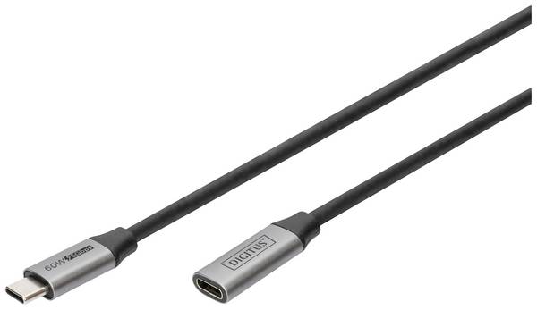 Digitus USB kabel USB 3.2 Gen1 USB-C®, USB-C ® zásuvka, USB-C ® zástrčka 1.00 m černá flexibilní provedení, stíněný, s USB DB-300230-010-S