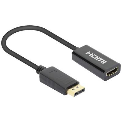 Černý kabel s konektorem DisplayPort na jedné straně a konektorem HDMI na straně druhé.