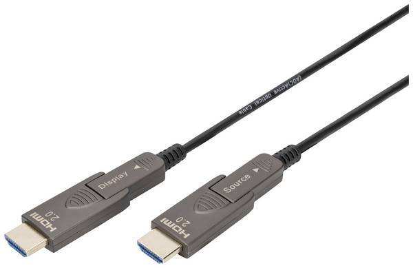 Digitus HDMI kabel Zástrčka HDMI-A 10 m černá AK-330127-100-S 4K UHD, třížilový stíněný, flexibilní provedení, kompletní stínění, stíněný, bez halogenů, kulatý, Audio Return Channel, páska ze skleněných vláken HDMI kabel