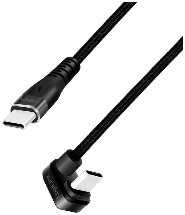 LogiLink USB kabel USB 2.0 USB-C ® zástrčka 1.00 m černá Konektor otočený o 180° CU0190