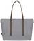 Šedá nákupní taška s hnědými uchy, vhodná pro každodenní použití nebo nákupy.