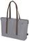 Šedá nákupní taška s hnědými uchy, vhodná pro každodenní použití.