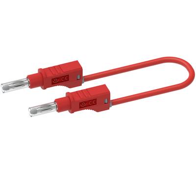 Červený měřicí kabel se dvěma izolovanými konektory slouží k elektrickému propojení a bezpečnostním zkouškám.