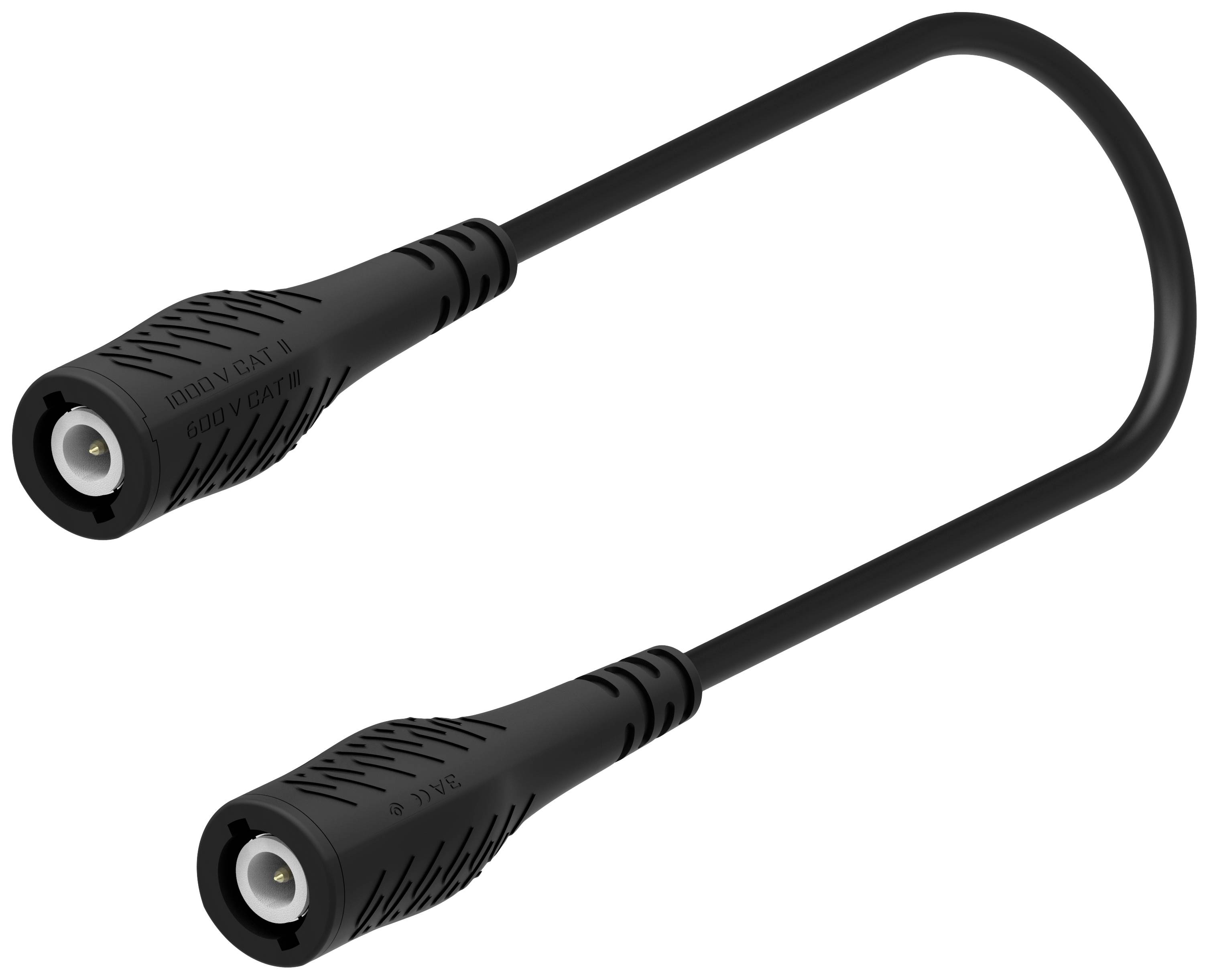 Černý adaptérový kabel se dvěma shodnými konektory na koncích, pravděpodobně určený k propojení elektronických zařízení.