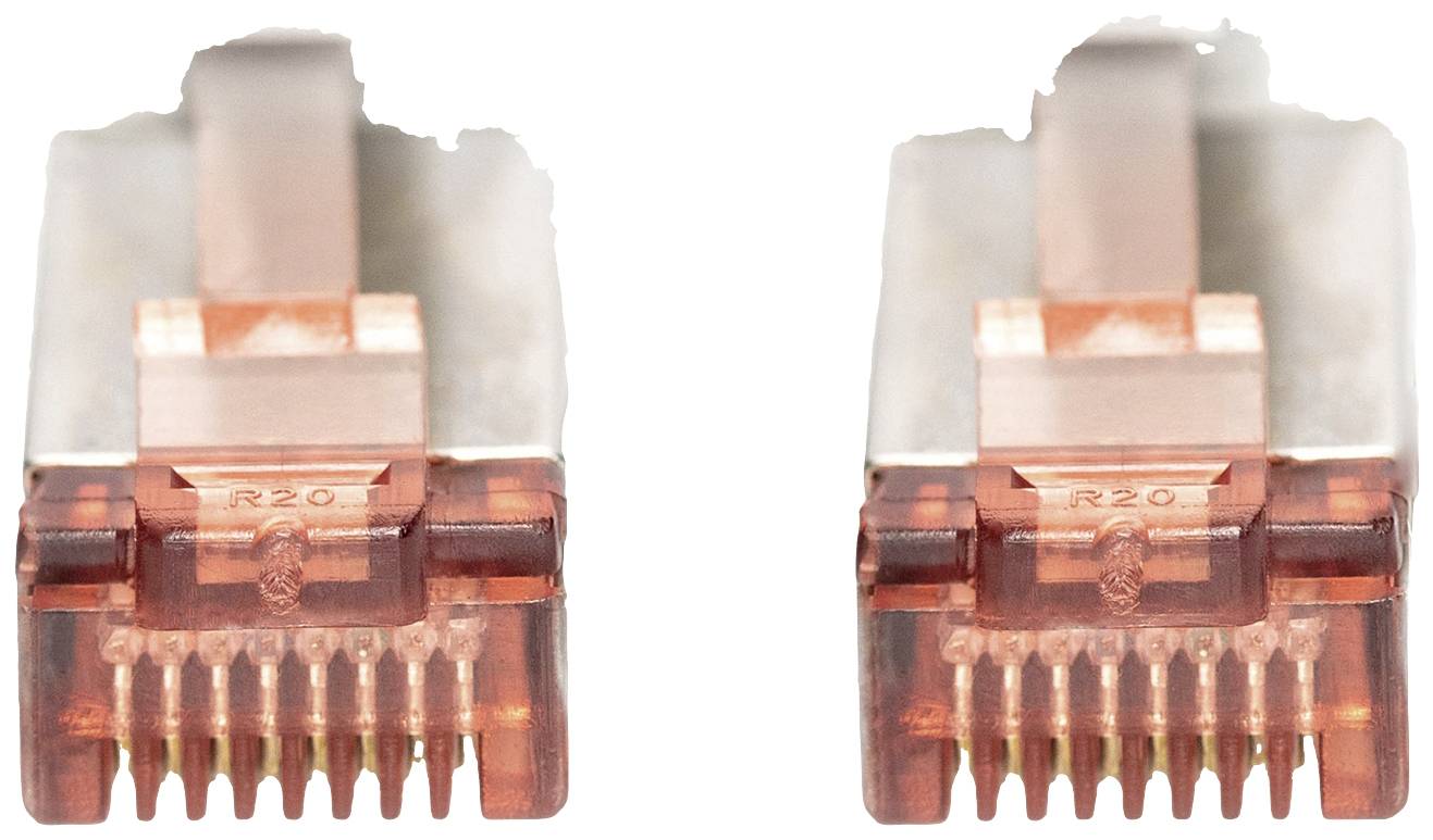 Dva oranžové konektory RJ45 vedle sebe.